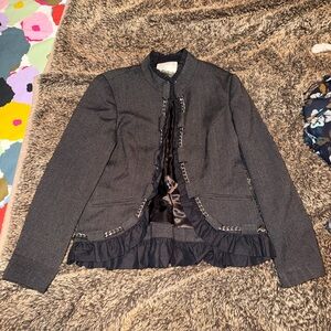 Kensie Black Ruffle Trim Blazer medium